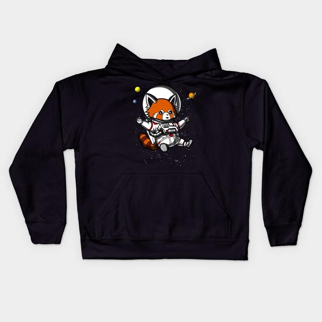 Red Panda Space Astronaut Kids Hoodie by underheaven